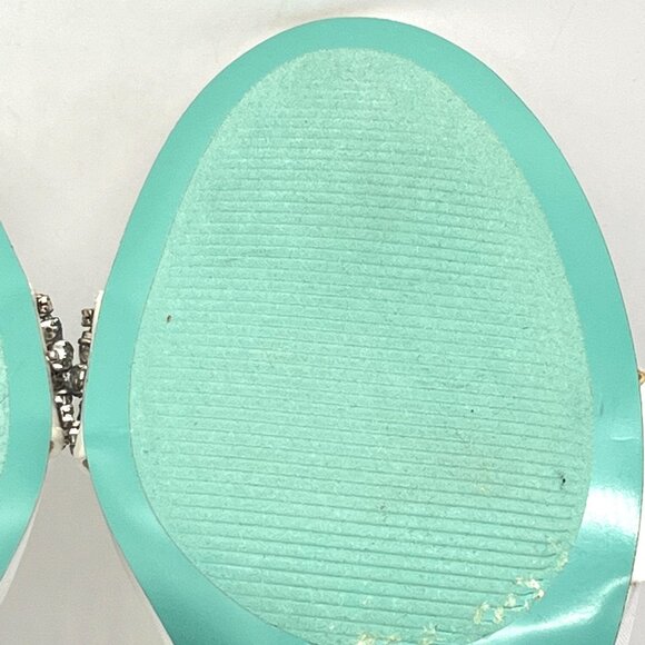 Betsey Johnson Womens 8M Mel Ivory White Satin Jeweled Heels Dress Sandals Shoes - Picture 11 of 14